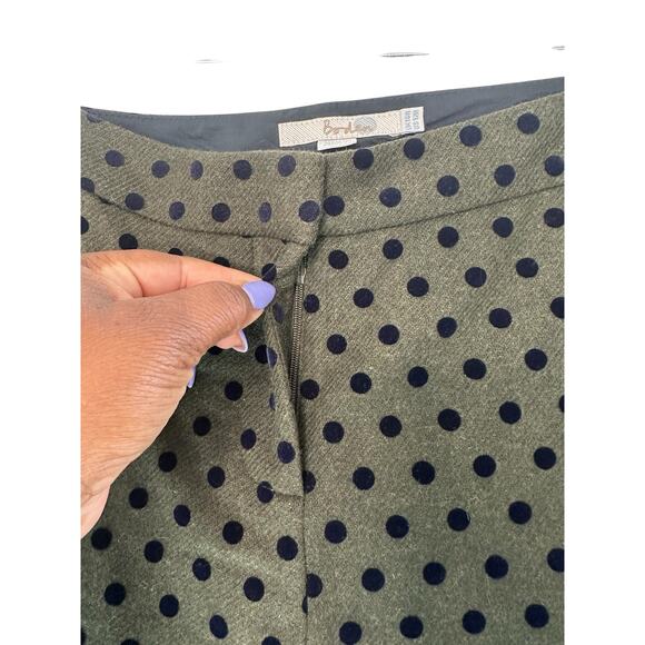 Boden Green Blue Polka Dot Wool Work Office Straight Leg Dress Pants Size 12 - Picture 5 of 12